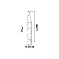 Flat "Maxi" end rail incl. end rod gliders