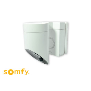 &quot;Somfy&quot; outdoor camera in white with siren