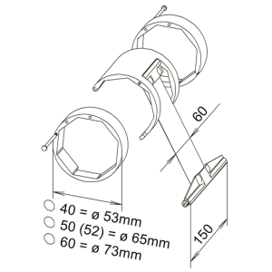 Federblocksicherung - Set für 40mm 8-Kant Welle